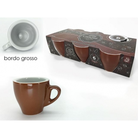 SET 6 TAZZE CAFFE' "CARIBE" MARRONE
