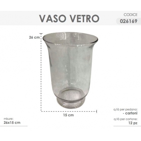 VASO VETRO FIORI 25.5x15 CM