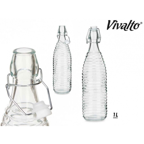 BOTTIGLIA IN VETRO OTTICO 1 LT.RIGHE ORIZZ.
