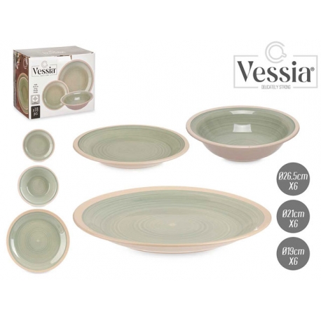 VESSIA TAVOLA GRES BORDO VERDE 18 PZ.
