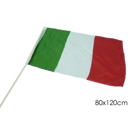 BANDIERA TRICOLORE CON ASTA80X120 CM