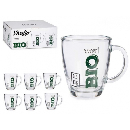 CARAFFA MUG VETRO BIO 320 ML.6 PZ.