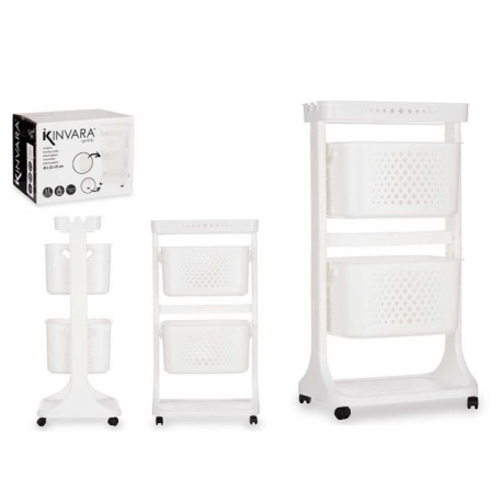 CARRELLO PORTAFRUTTA 2 VASCH.+ RIPIANO  43x35x82