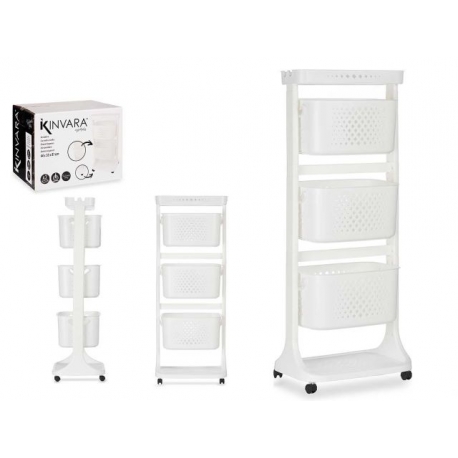 CARRELLO PORTAFRUTTA 3 VASCH.+ RIPIANO 42x33x112