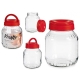 VASO VETRO COPERCHIO ROSSO13,5x13,5x17,5  1700 ML.