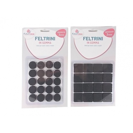 FELTRINI ADESIVI IN GOMMA ASS.TI20x20 20/16 PZ.