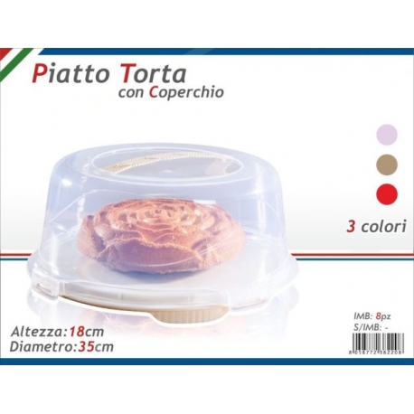 PIATTO TORTA CON COPERCHIOH.18 CM. - L.35 CM.