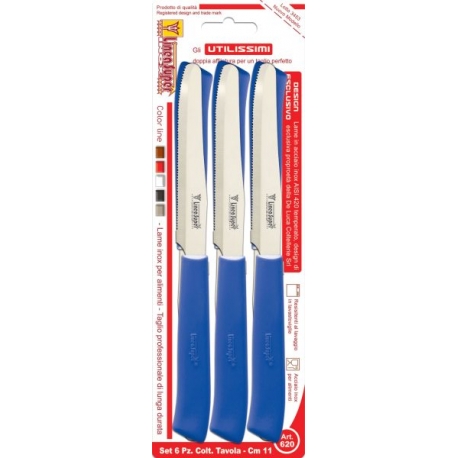 DE LUCA 6 COLTELLI DA TAVOLAINOX BLU'