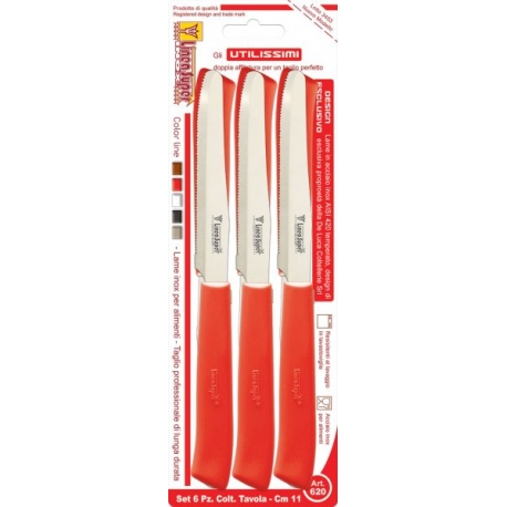 DE LUCA 6 COLTELLI DA TAVOLAINOX ROSSO