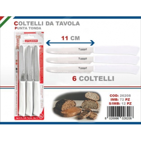 DE LUCA 6 COLTELLI DA TAVOLA INOX BIANCO